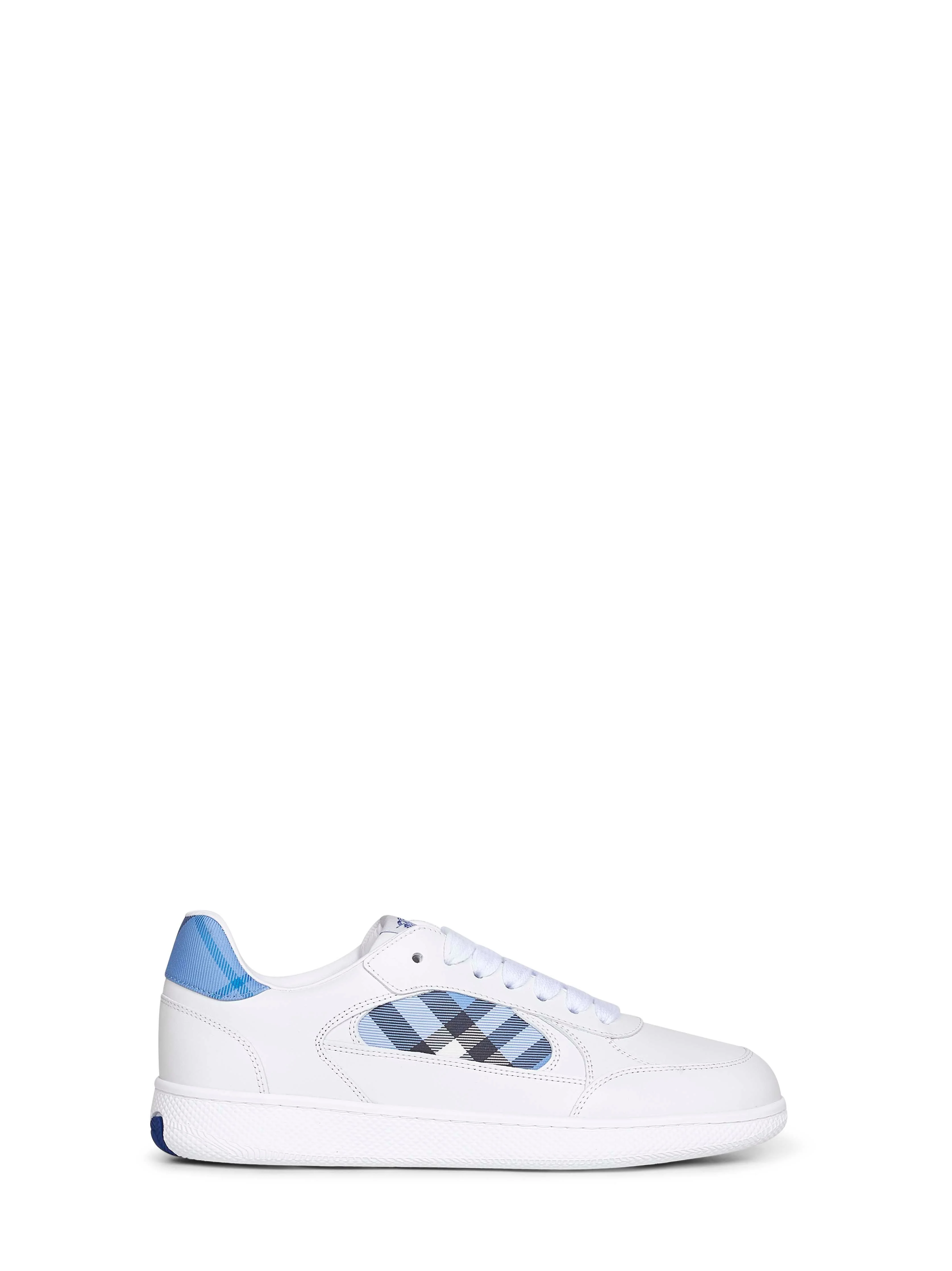 Optical white leather and cornflower blue Check Terrace sneakers - 1