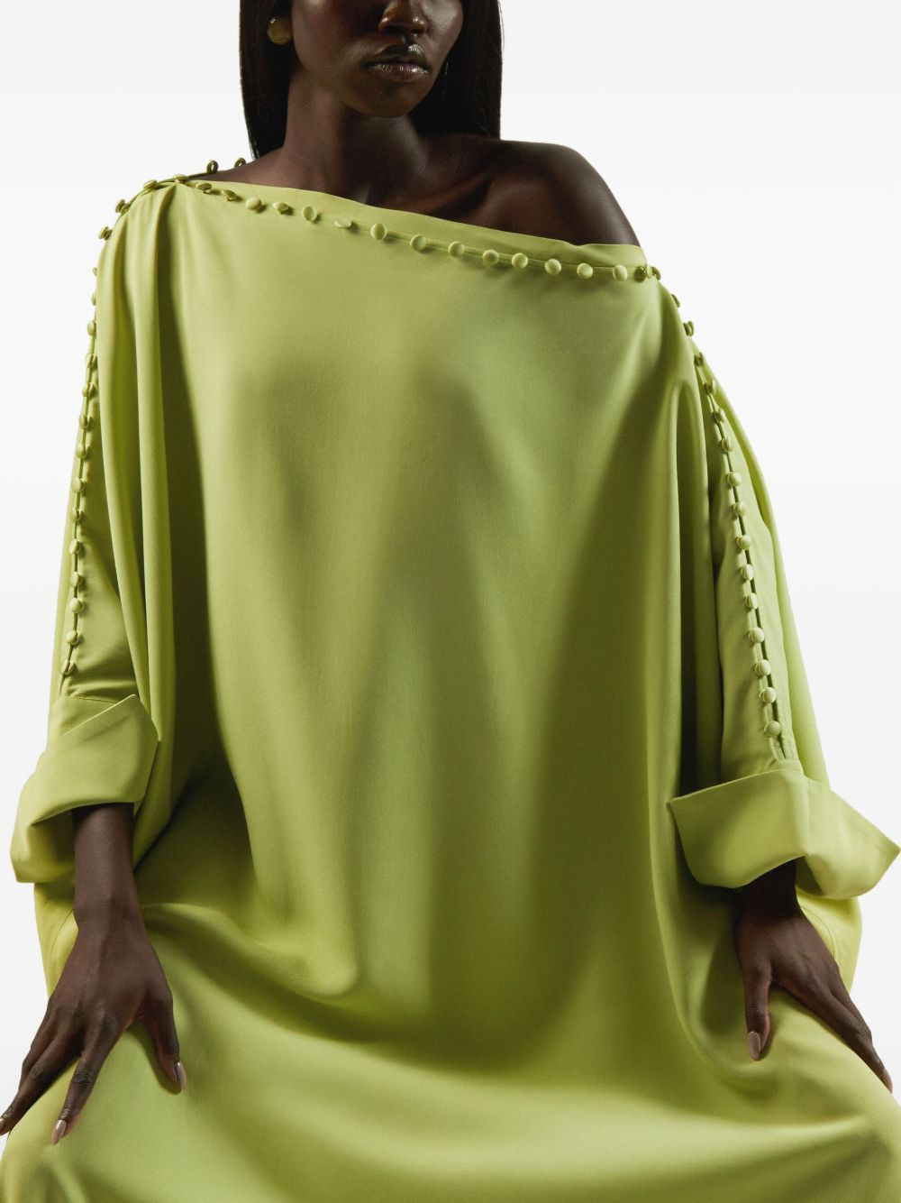 one-shoulder button-detail kaftan - 4