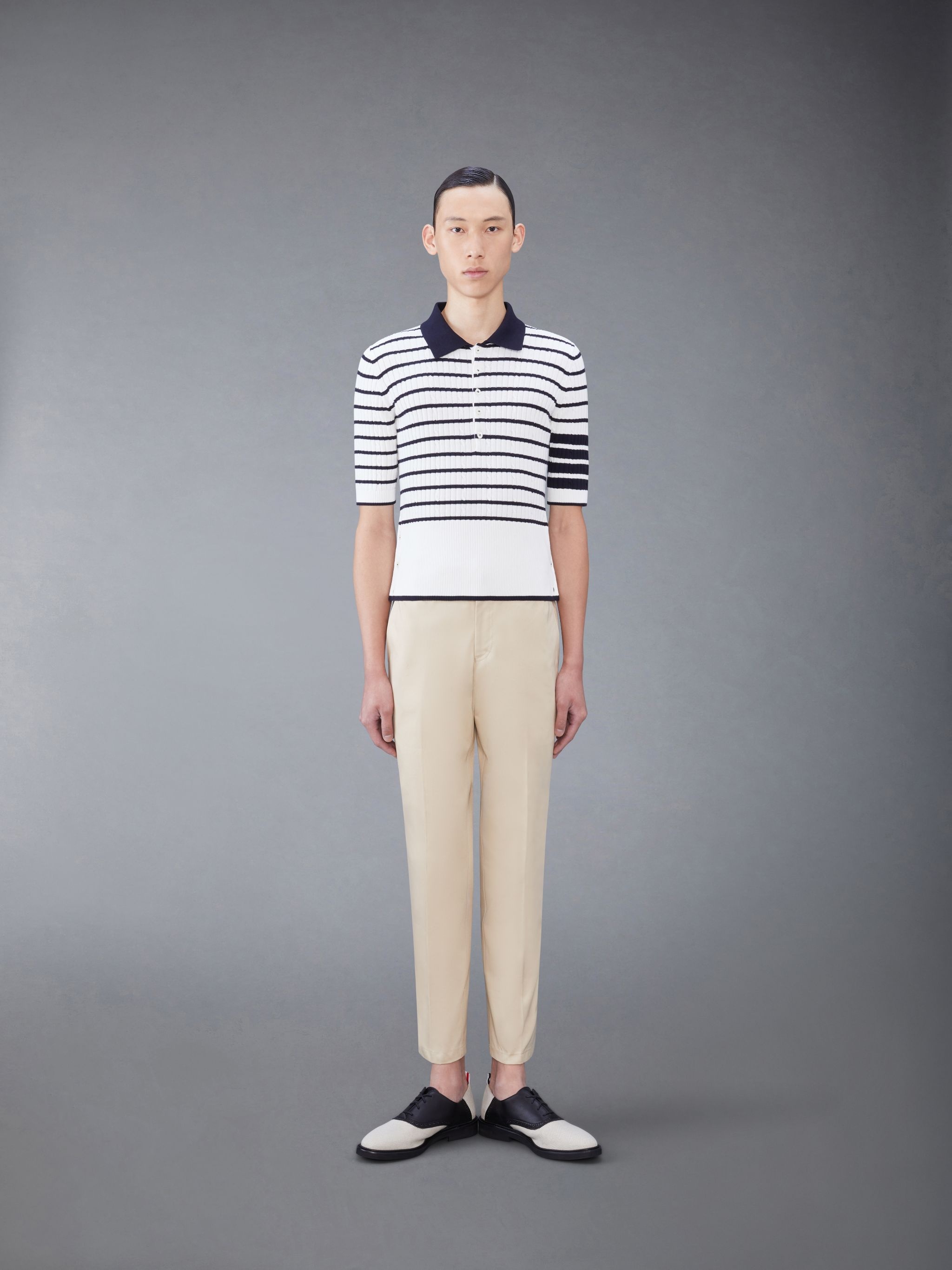 4-Bar stripe knitted polo shirt - 3