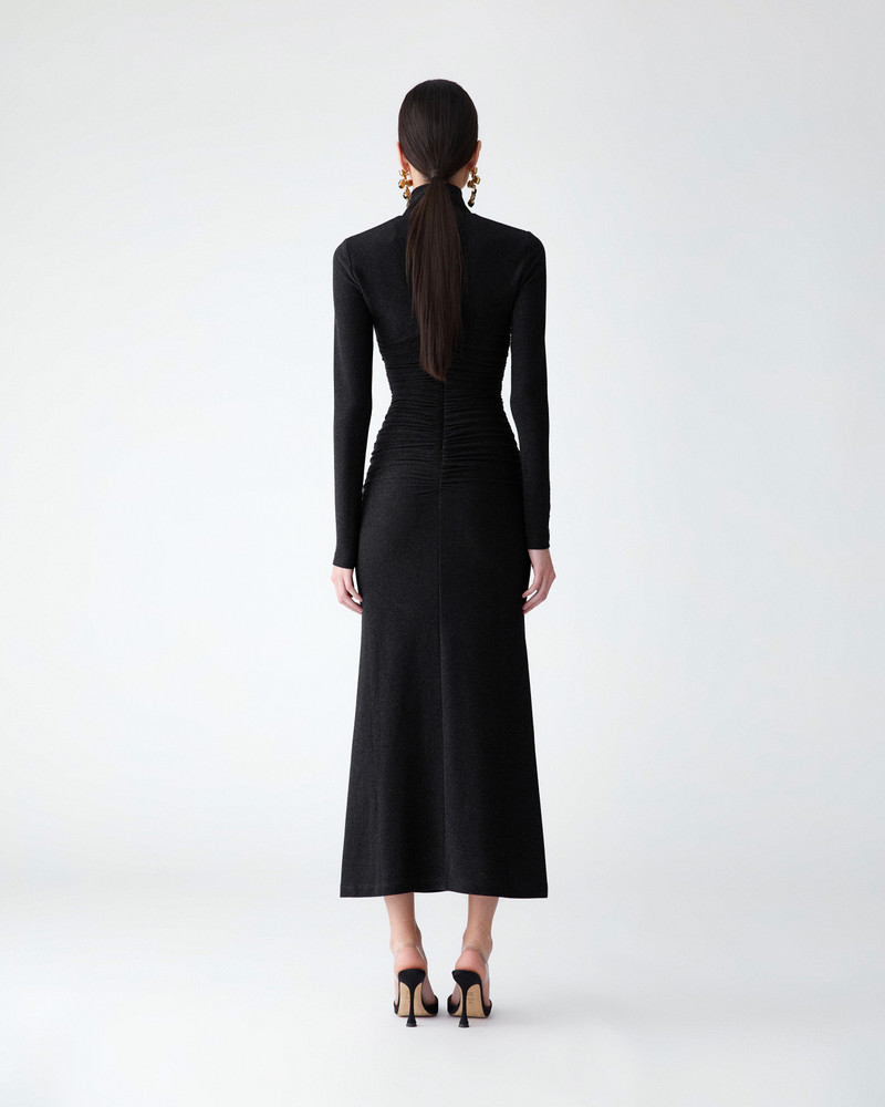 Lurex Jersey Turtleneck Midi Dress 3