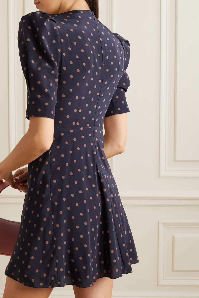Asymmetric button-embellished polka-dot silk mini dress 3