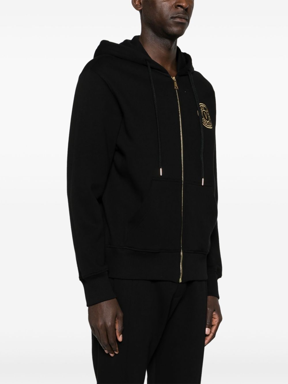 logo-embroidered zip-up hoodie - 3