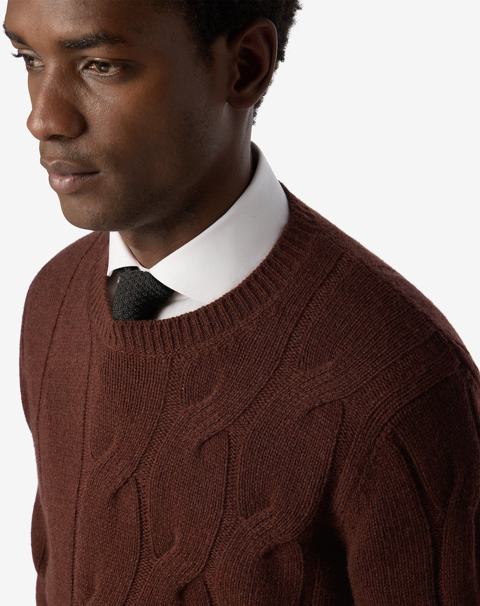 Burnt brown crew neck eco-cashmere jumper - 4