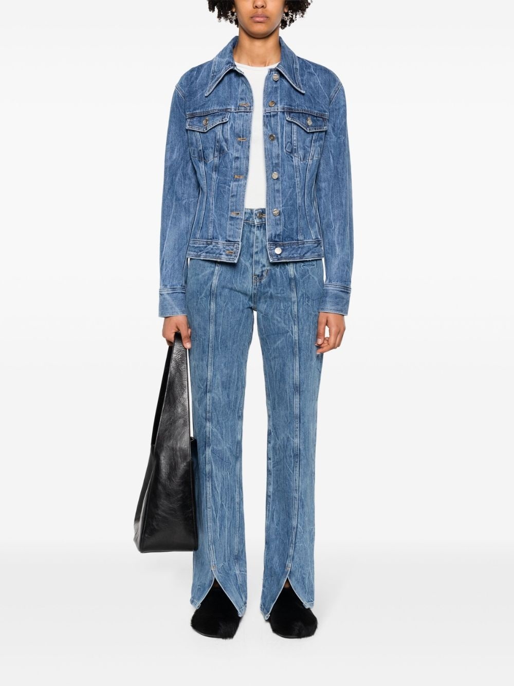 wrinkled-detailed cotton jeans - 2