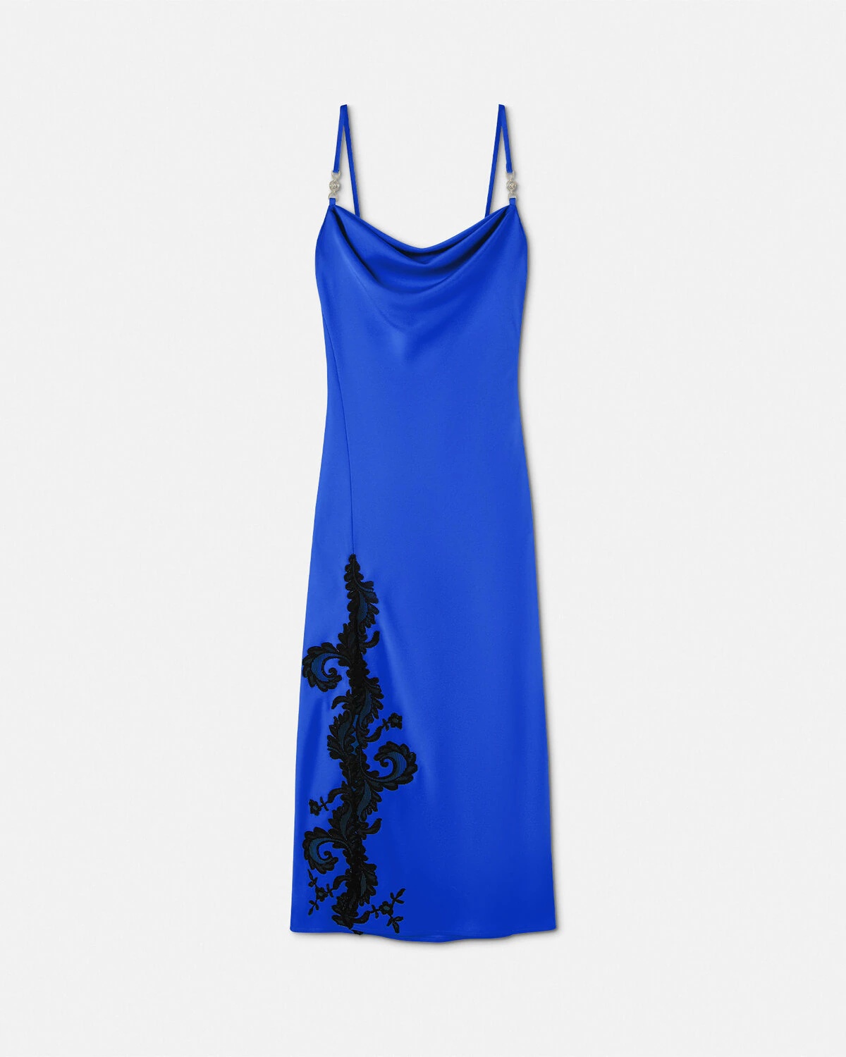 Barocco Lace Cowl Slip Midi Dress - 1