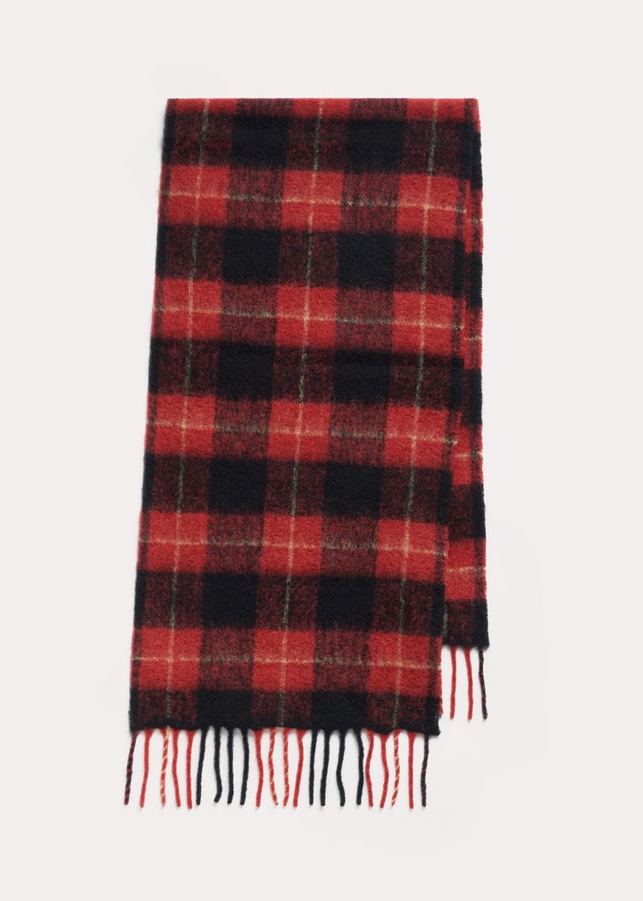 Brushed tartan check scarf red check - 1