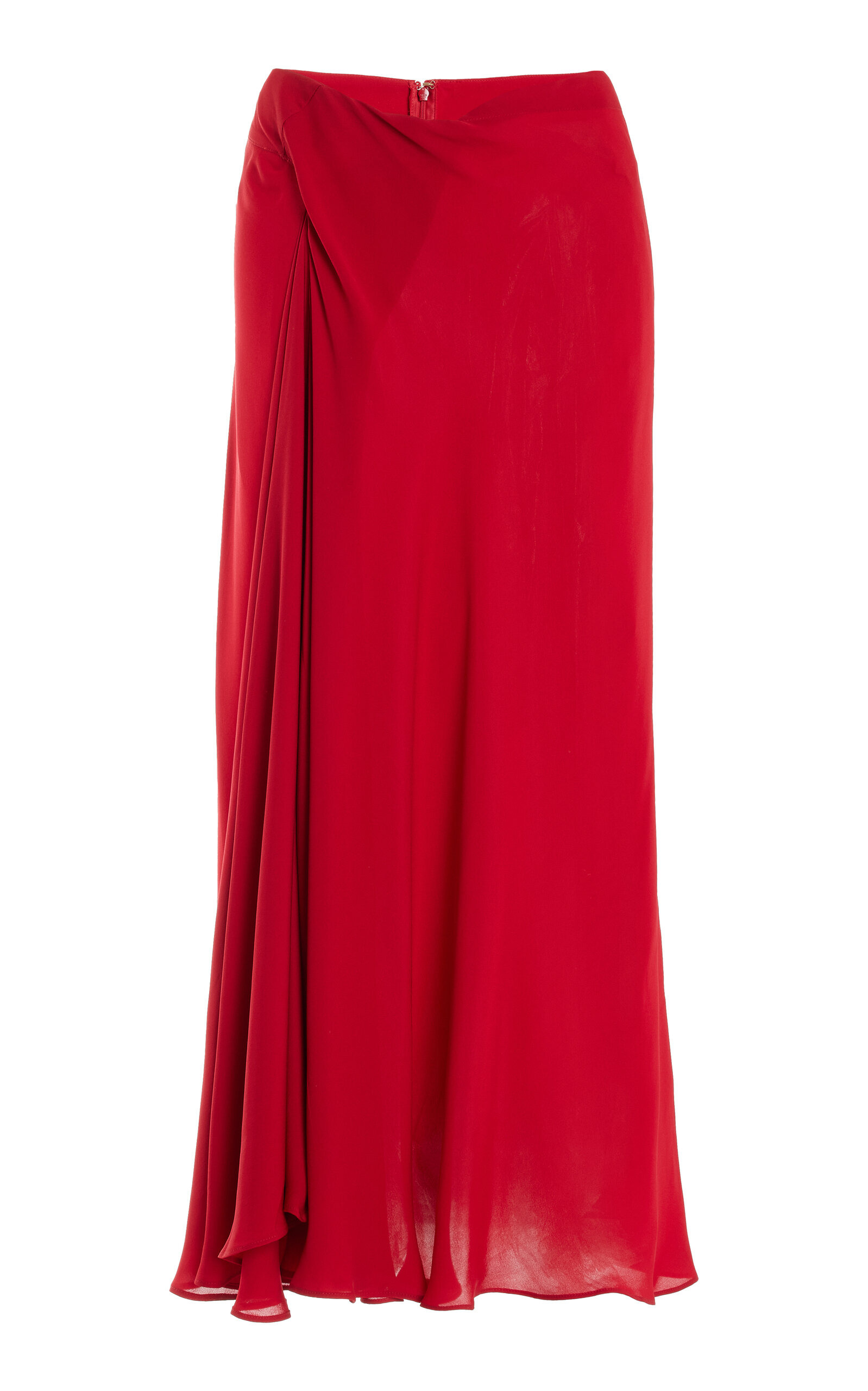 Shera Twisted Silk Midi Skirt burgundy - 1