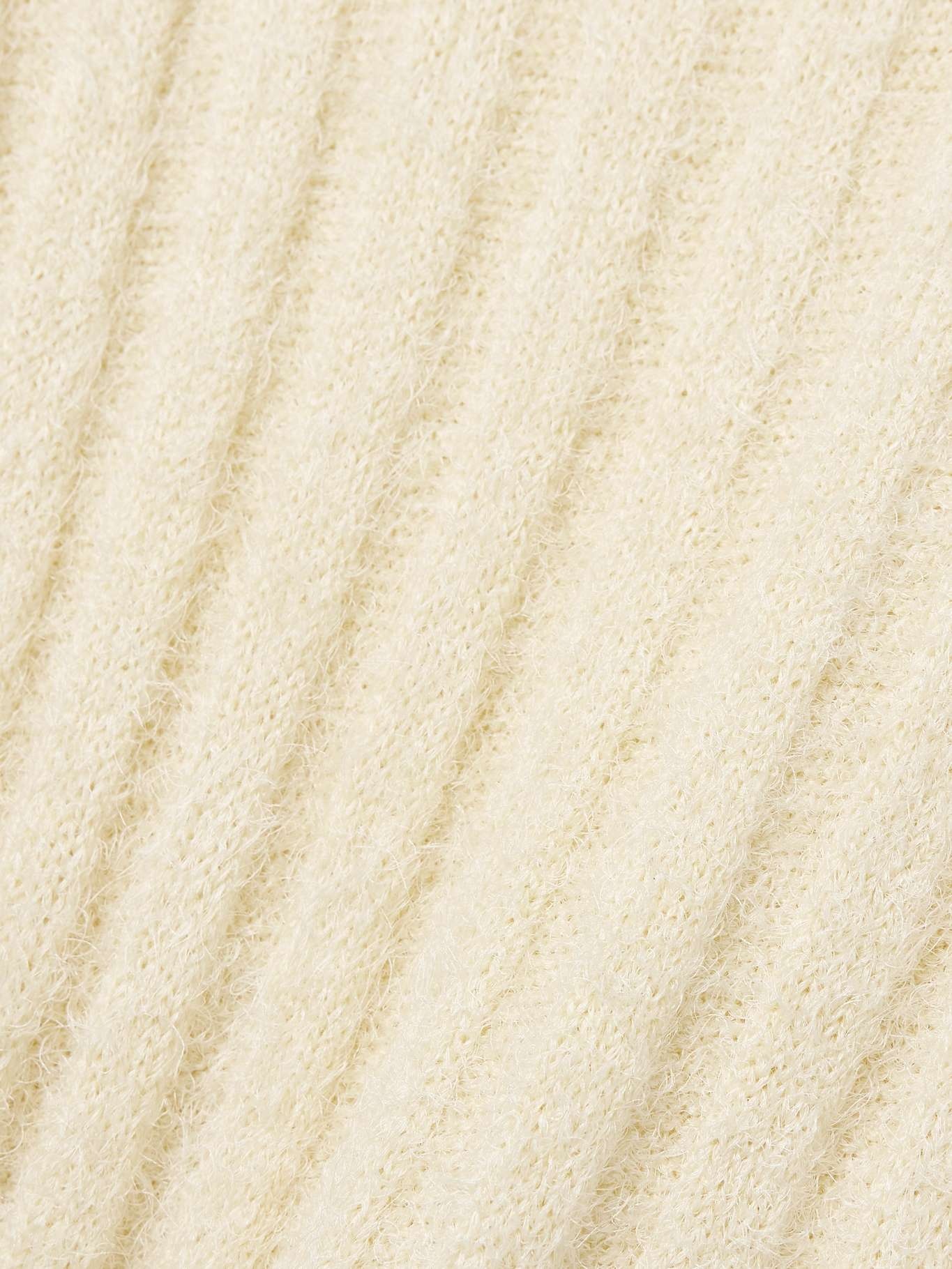 Claire ribbed brushed silk and cashmere-blend midi skirt Cream - 5
