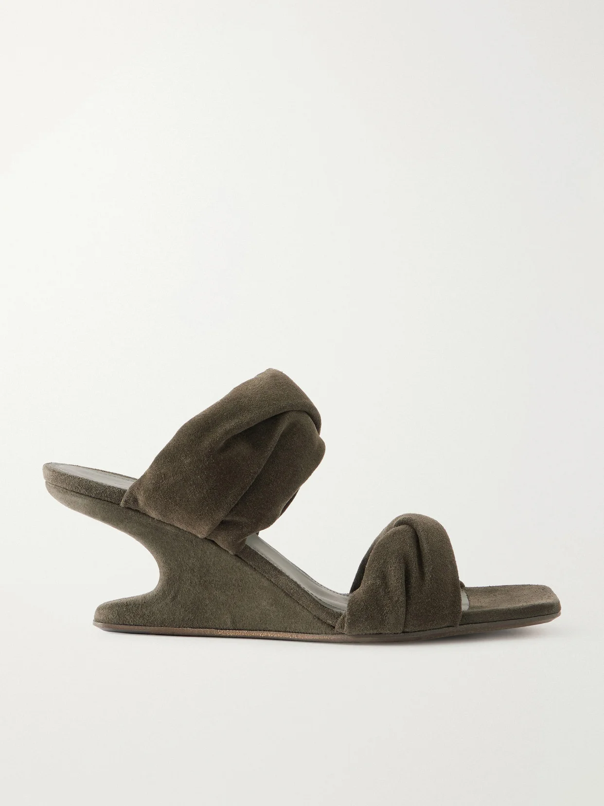 Twisted Cantilever Suede Wedge Mules - 1