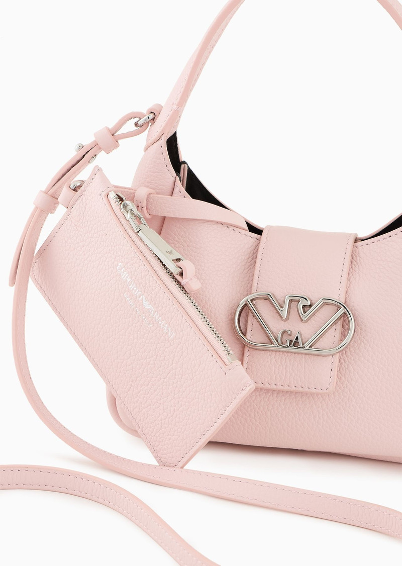 Leather hobo handbag with eagle buckle 5