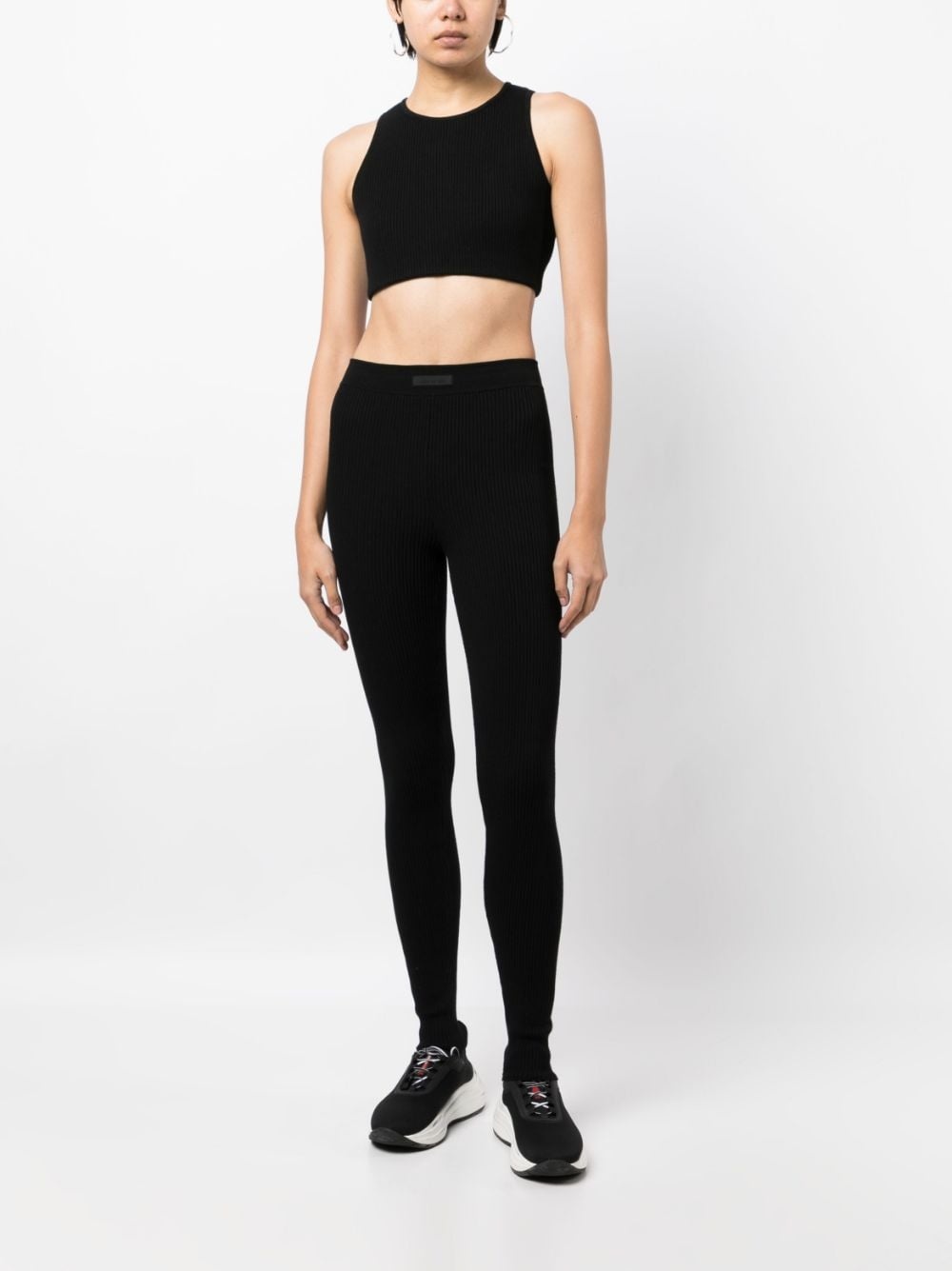 logo-patch ribbed crop top - 2