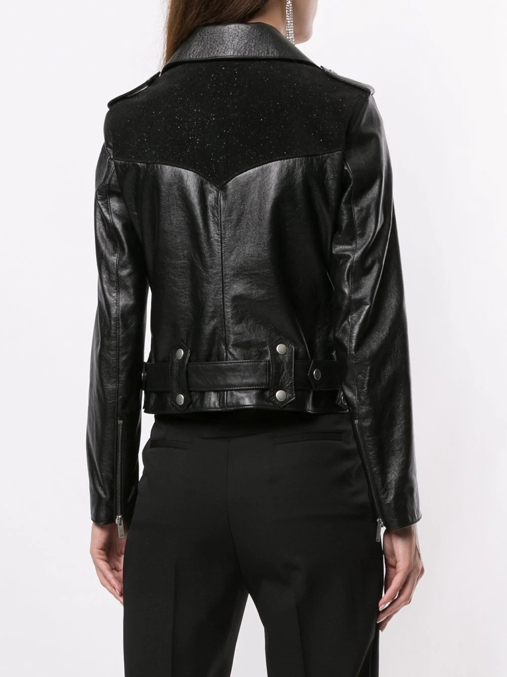 glitter detailing biker jacket - 4