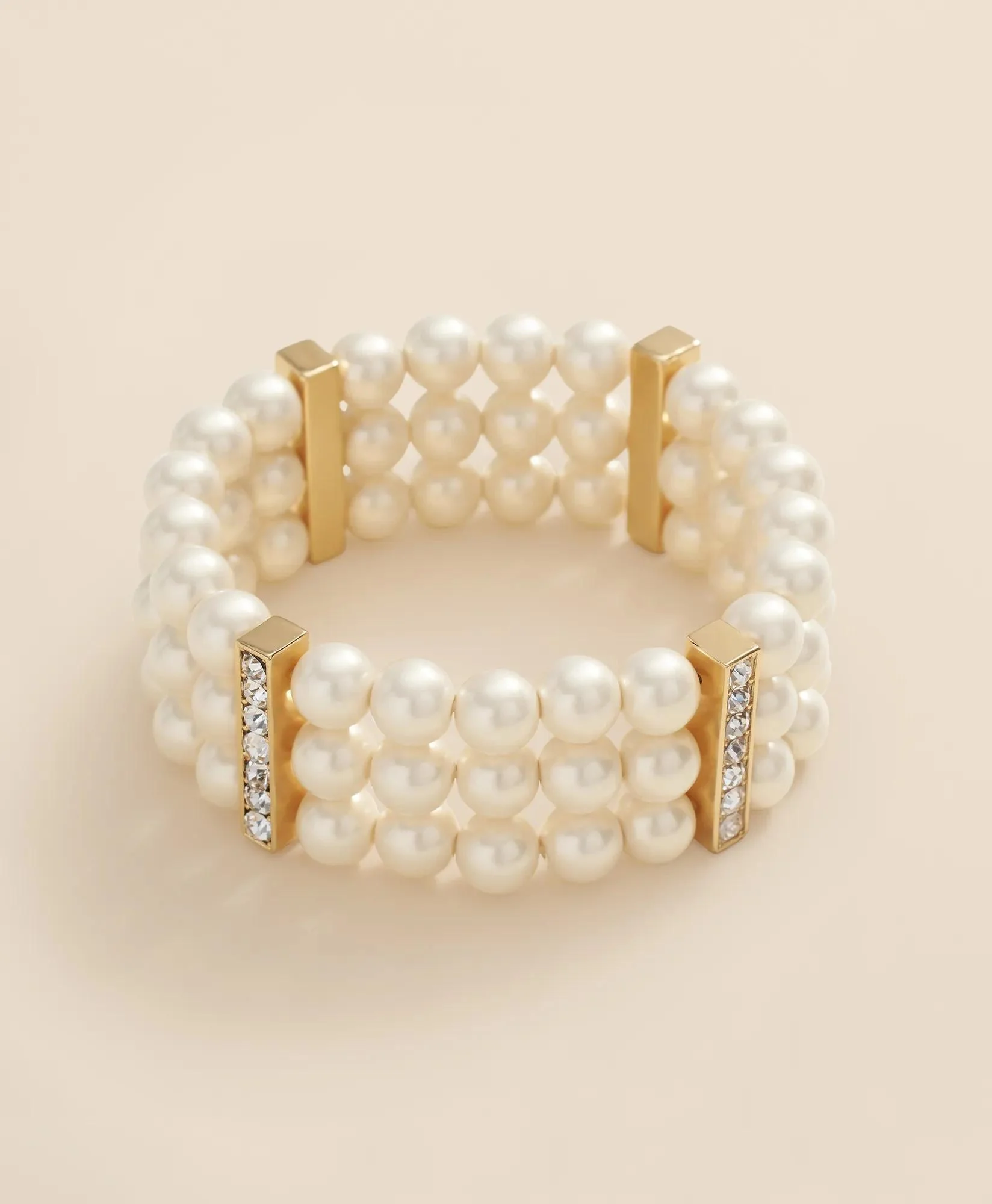 Triple Strand Stretch Faux-Pearl Bracelet - 1