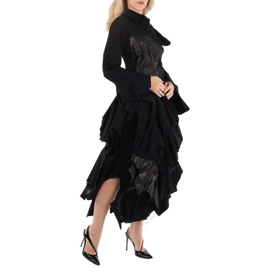 Yohji Yamamoto Black Multi Layered D Collar Dress, Brand Size 1 (Small) - 6