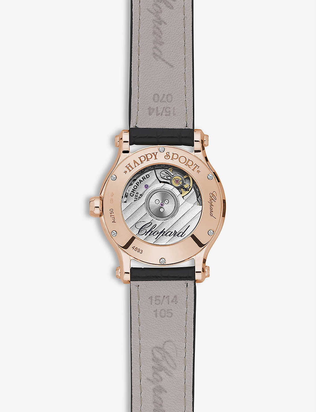 Happy Sport 274893-5011 18ct rose-gold, diamond and leather diamond watch - 2