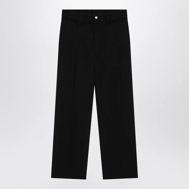 Black Wool-Blend Trousers - 1
