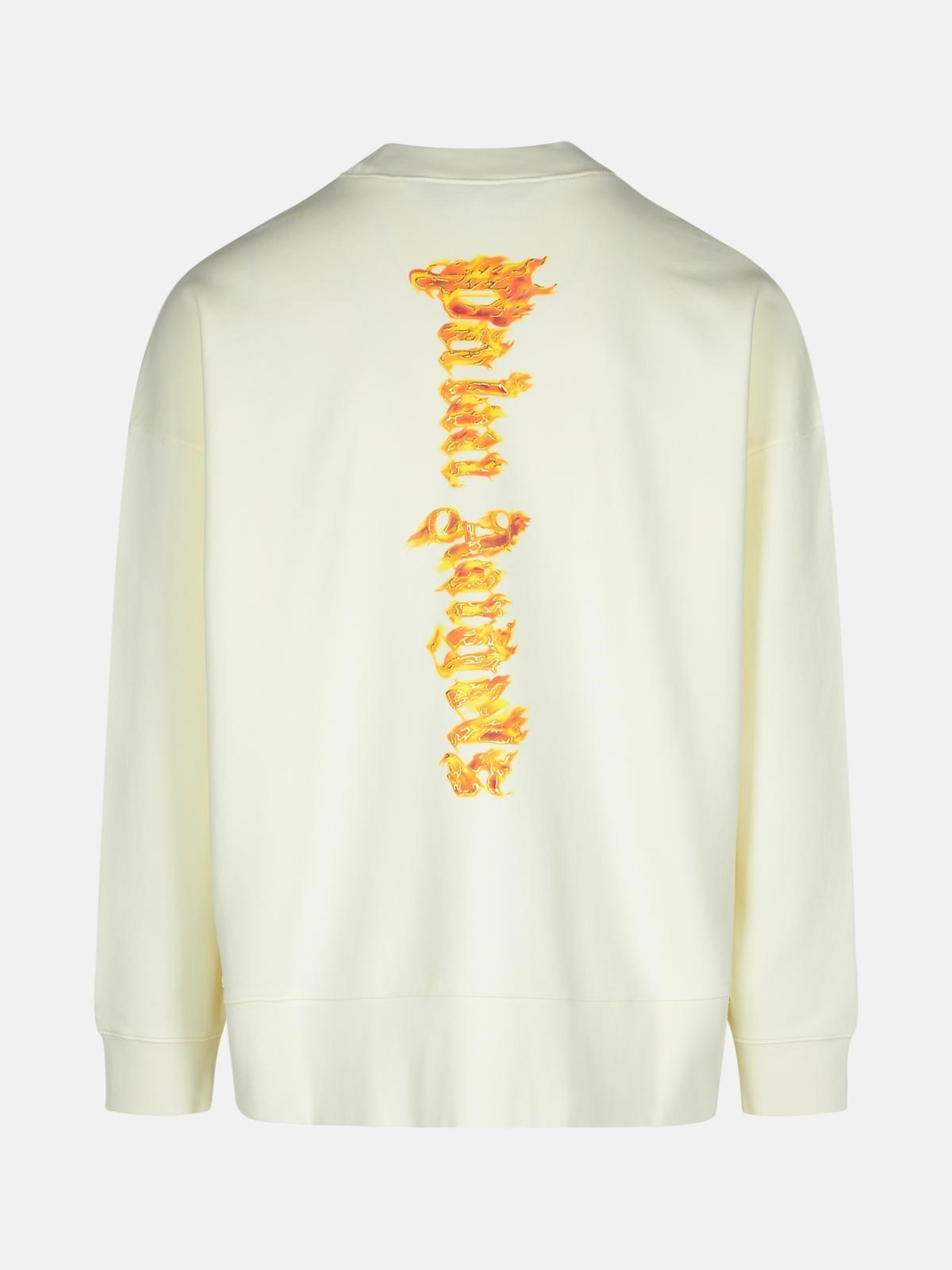 'BURNING PALM' CREAM COTTON SWEATSHIRT - 3