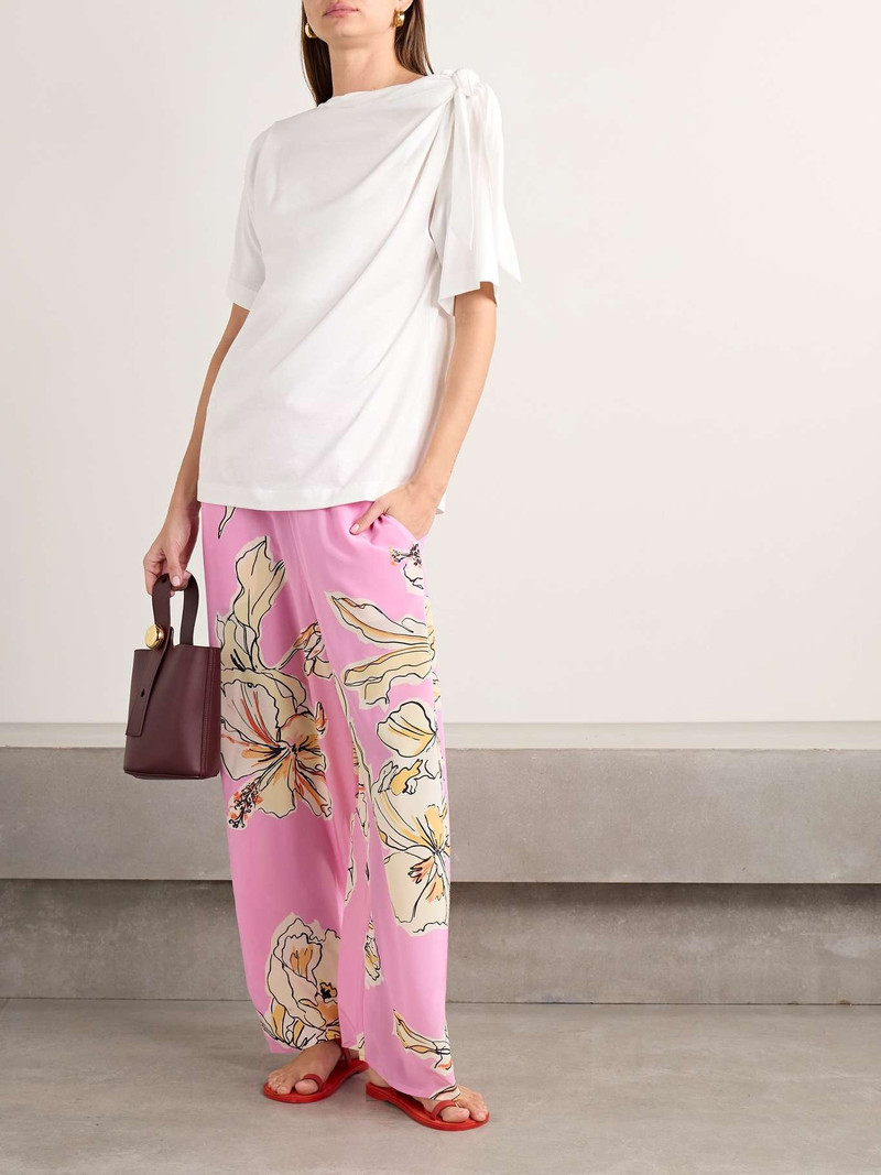 Aje. Mirella floral-print silk wide-leg pants Pink outlook