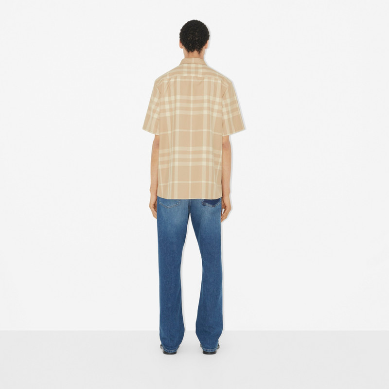 Short-sleeve 확인 면 Gabardine 셔츠 4