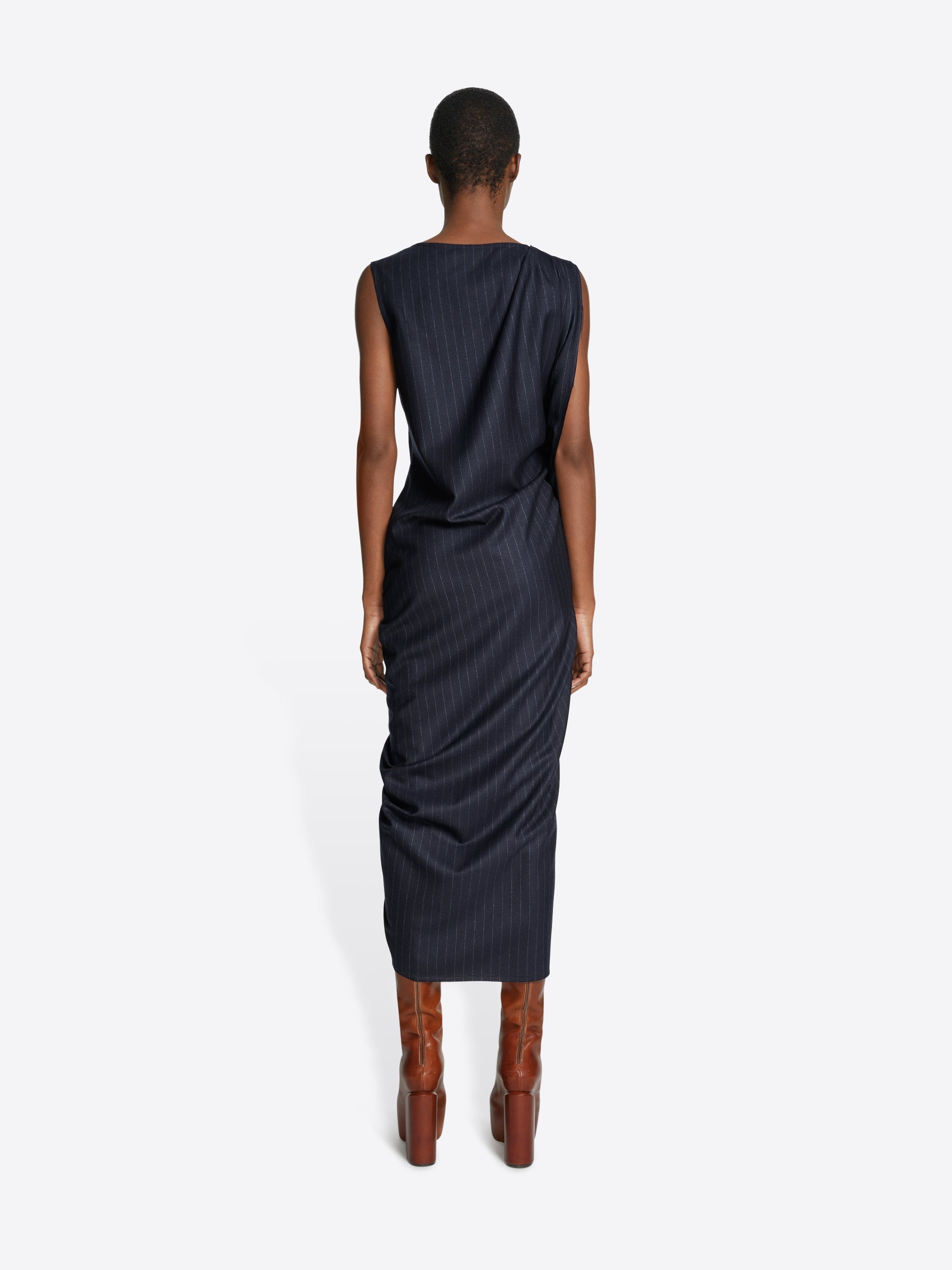 DRAPED WOOL DRESS - 4