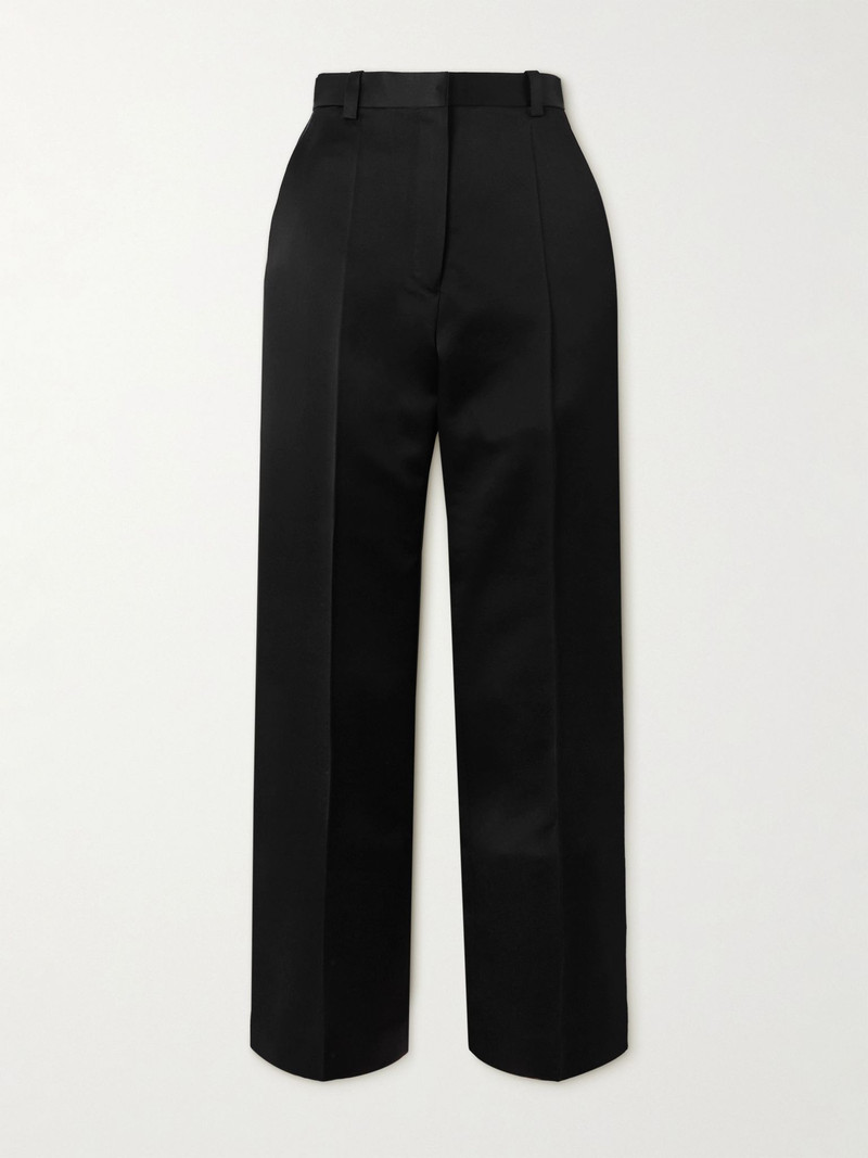 Duchesse silk-satin straight-leg pants Black 1