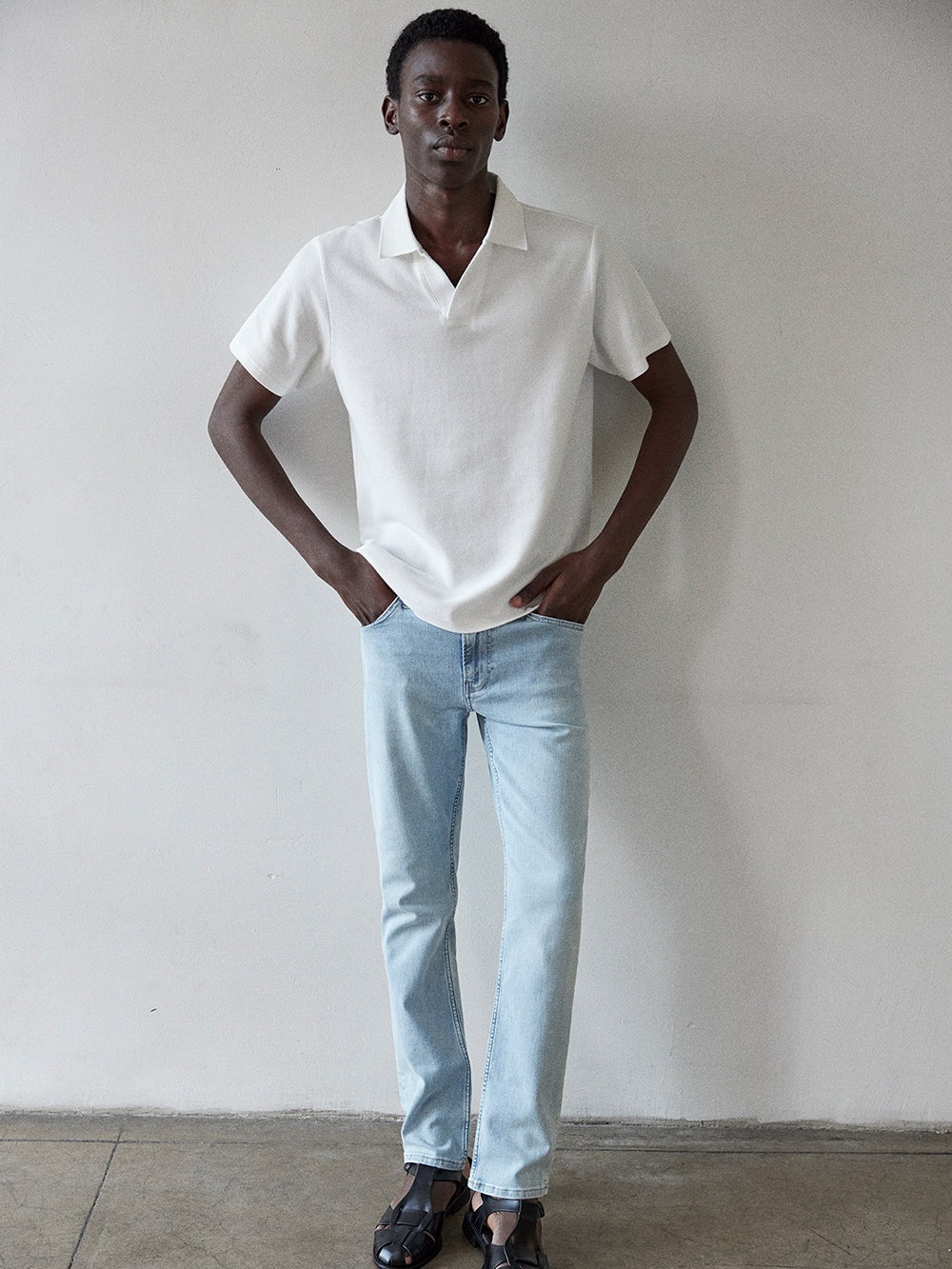Jacquard Polo in Off White - 2