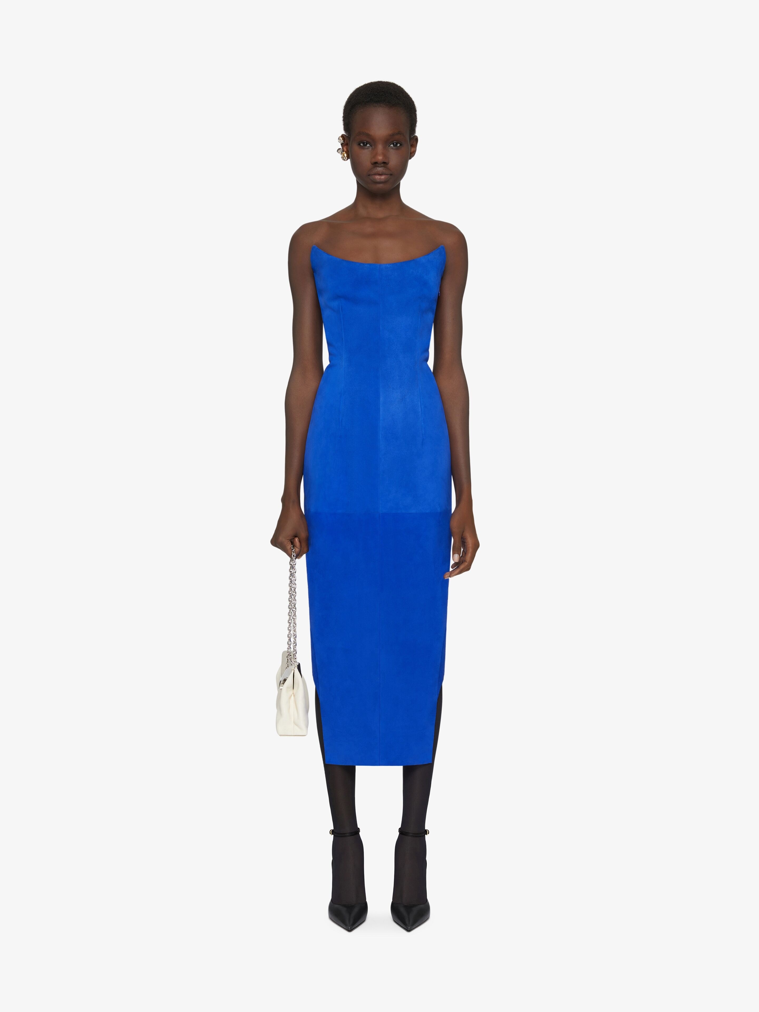 ASYMMETRIC BUSTIER DRESS IN SUEDE - 2