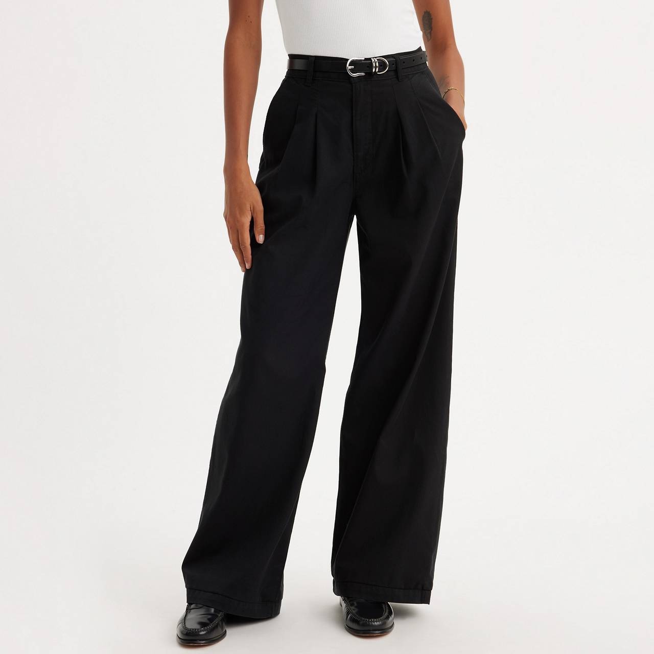 PLEATED WIDE LEG WOMEN'S TROUSER PANTS - 3