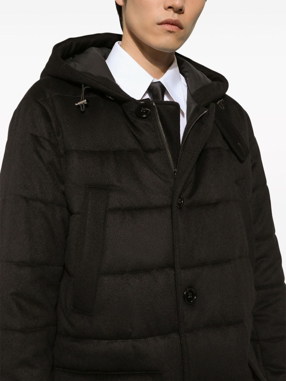 quilted cashmere single-breasted coat - 5