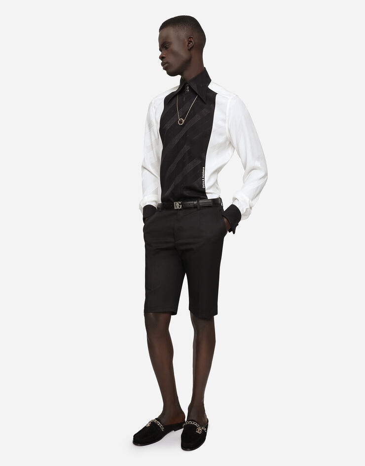 Stretch cotton shorts with DG embroidery - 1
