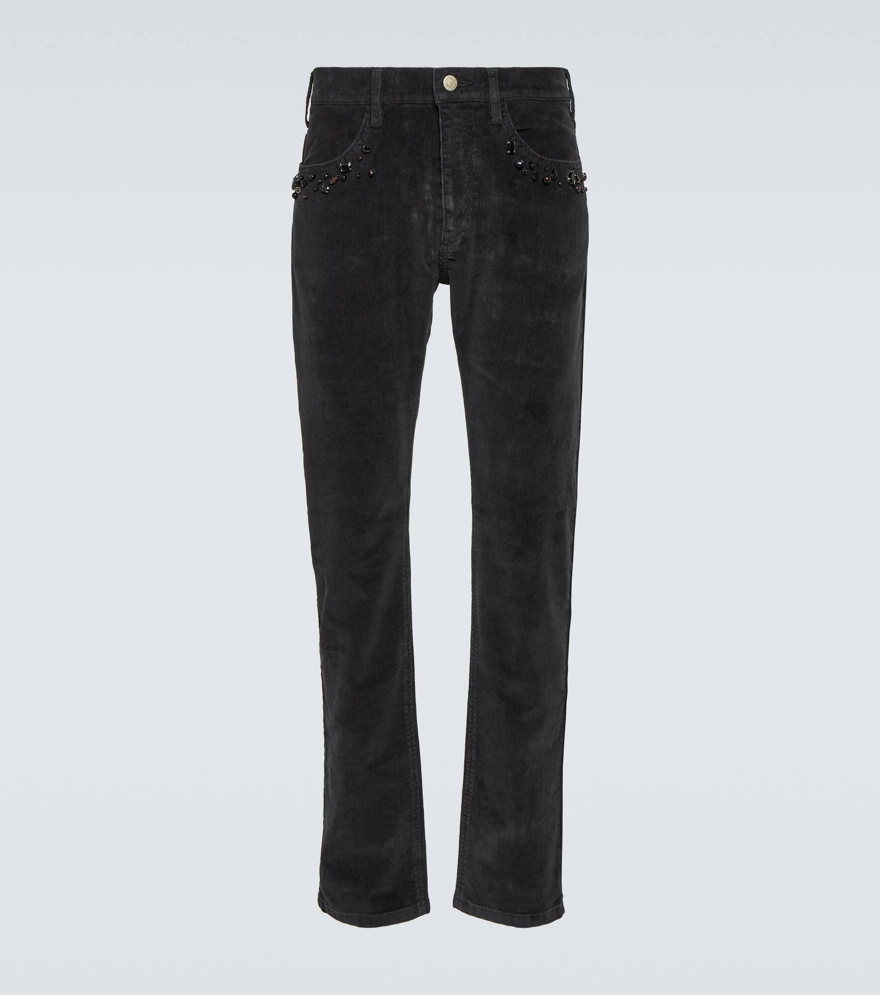 Studded cotton corduroy slim pants - 1