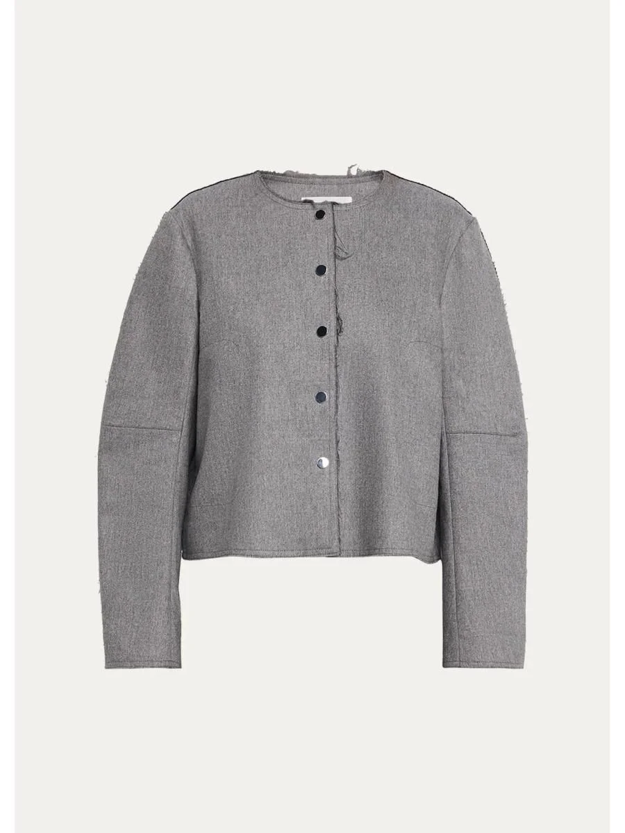 Crescent Wool-Cashmere Crop Jacket - 1