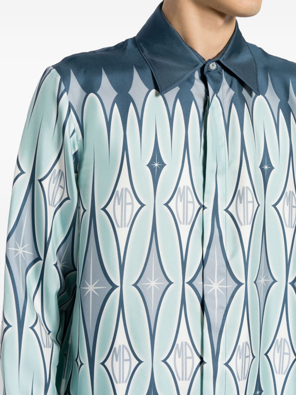 argyle-print silk shirt - 5