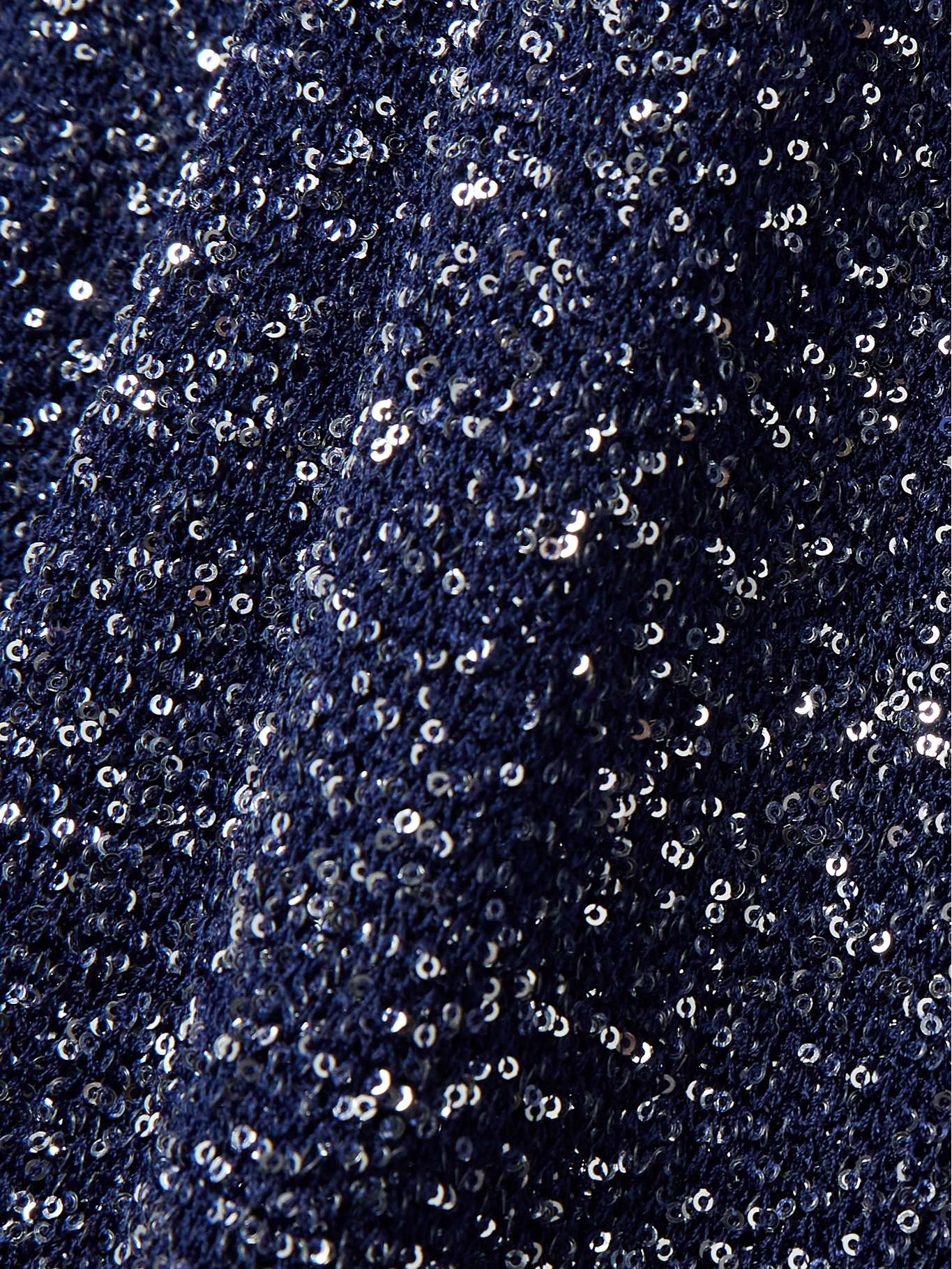 Sequined metallic-knit turtleneck maxi dress Navy - 4