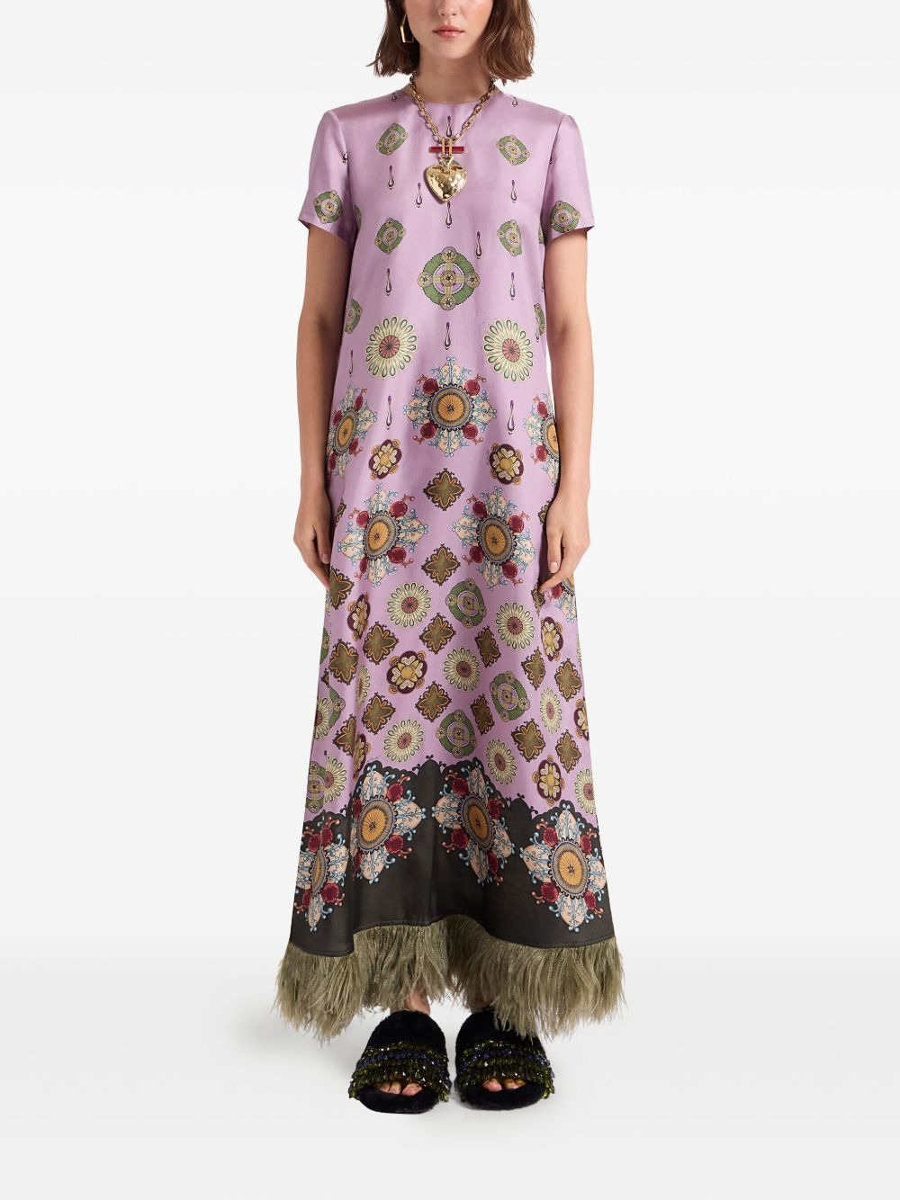 Swing feather-trimmed maxi dress - 3