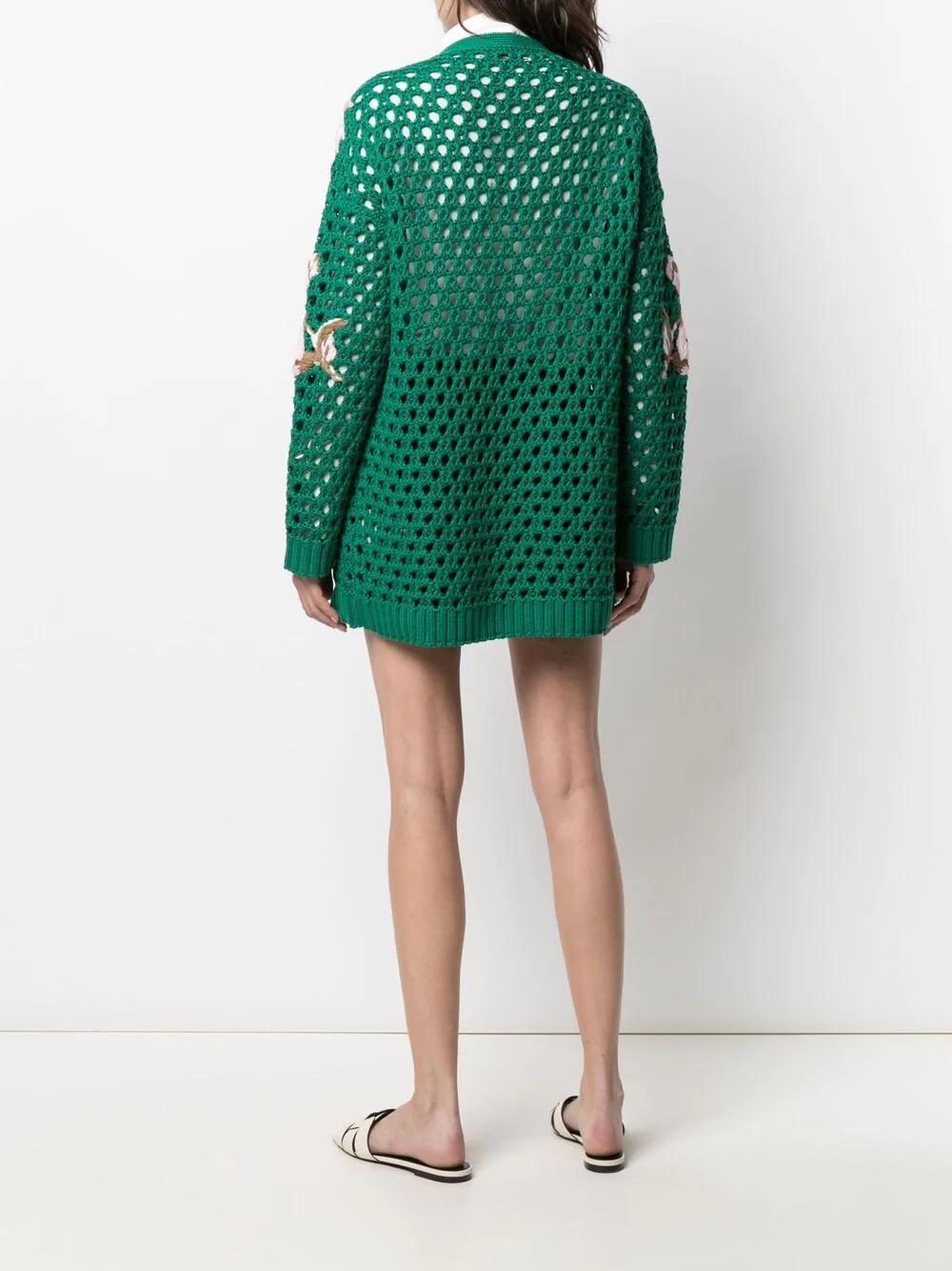 lilium-embroidered cotton cardigan - 4