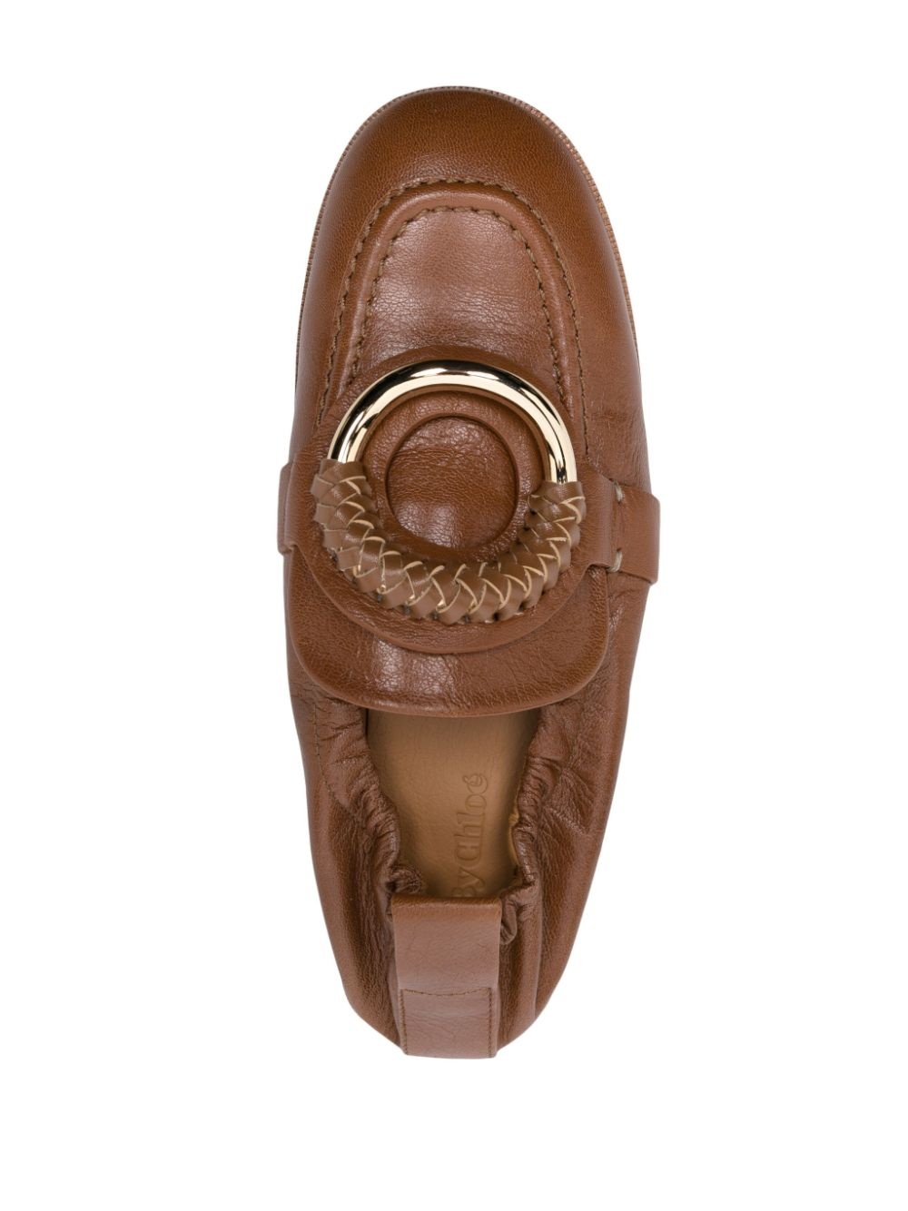 ring-detail leather loafers - 4