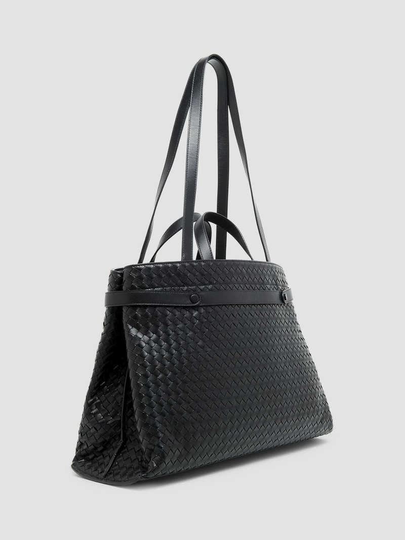Men's Archive Intrecciato Leather Tote Bag - Black Brass Vibra 4