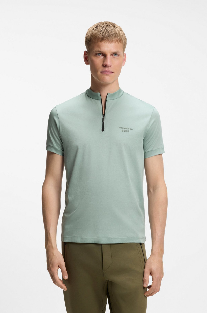 PORSCHE X BOSS ZIPPER-NECK POLO SHIRT IN COTTON 2