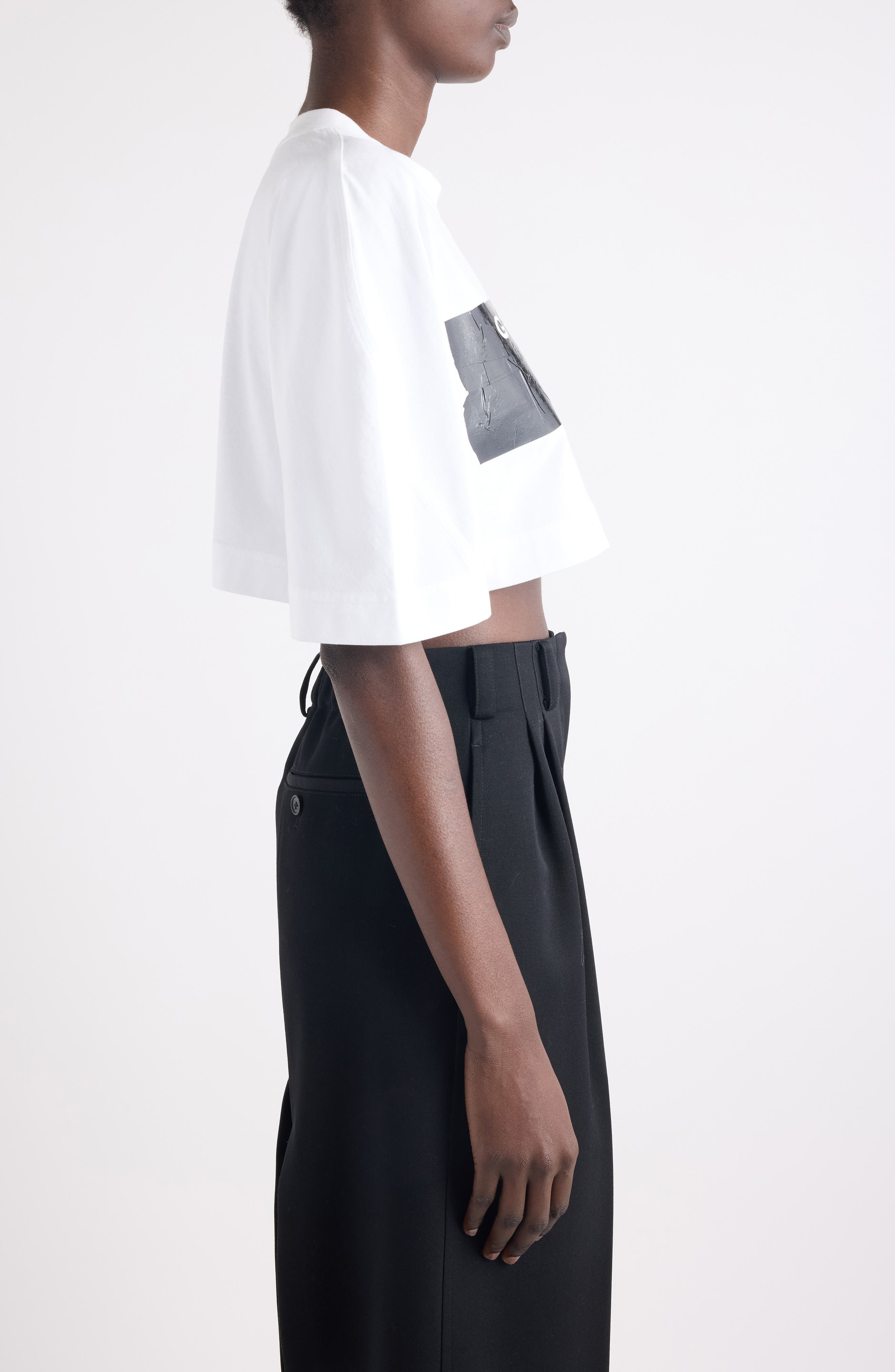 Givenchy Tape Logo Cocoon Crop T-Shirt in White at Nordstrom - 4