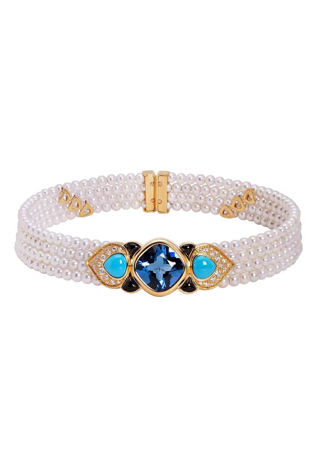 Pearl Blue Topaz Turquoise Pauline Necklace - 1