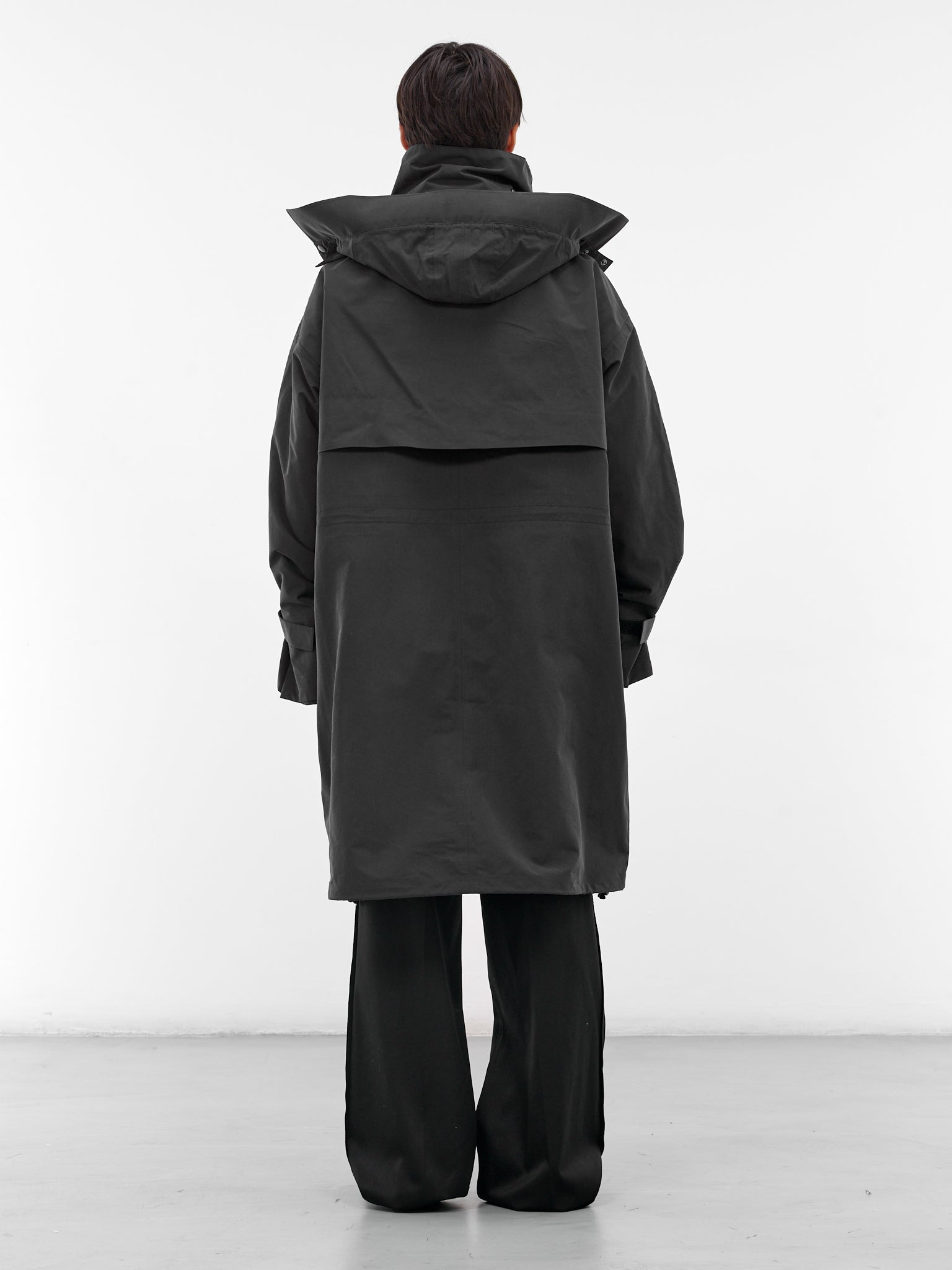 Black Nylon Oversized Parka Coat - 3