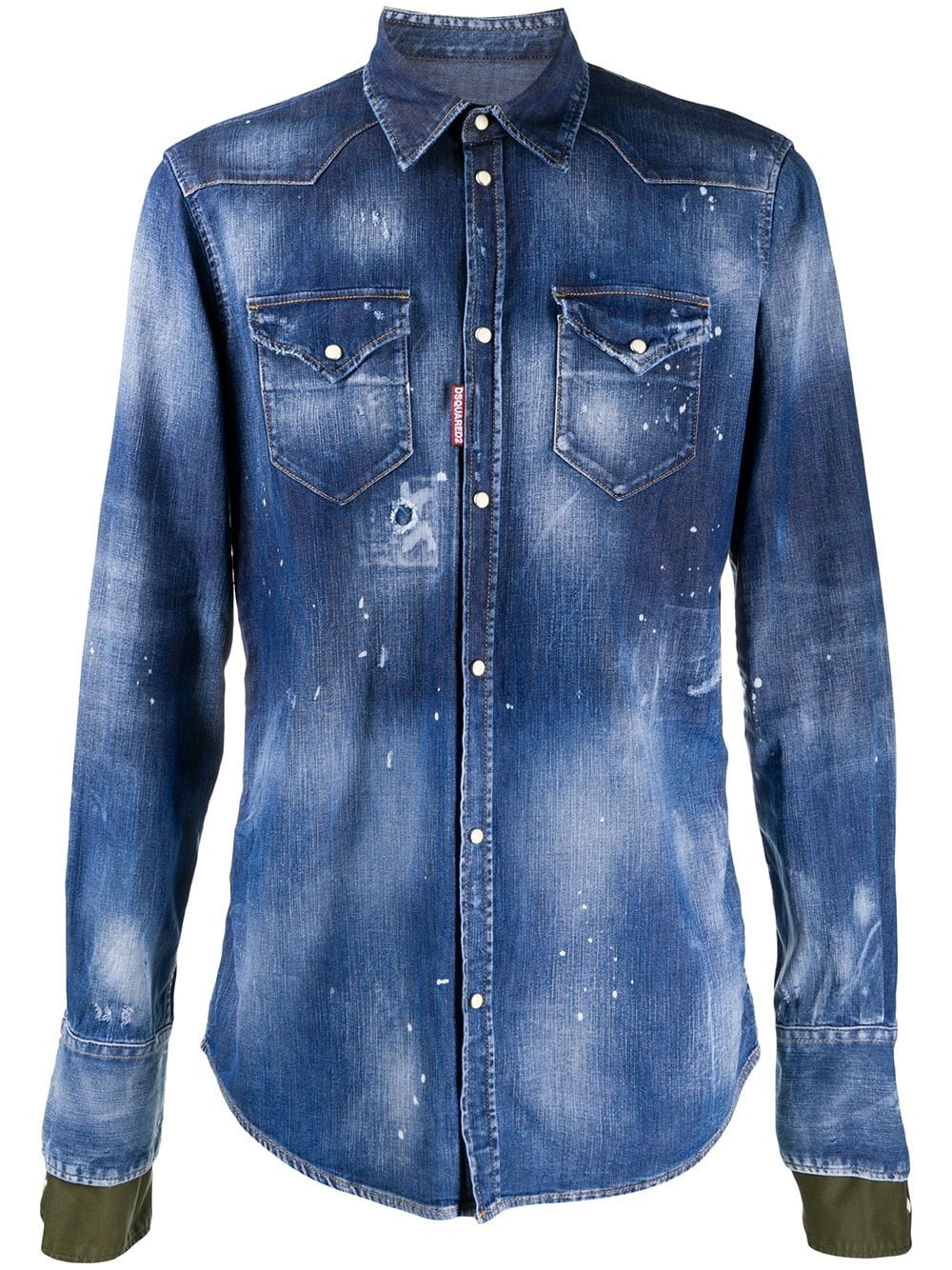 bleached effect buttoned denim shirt - 1