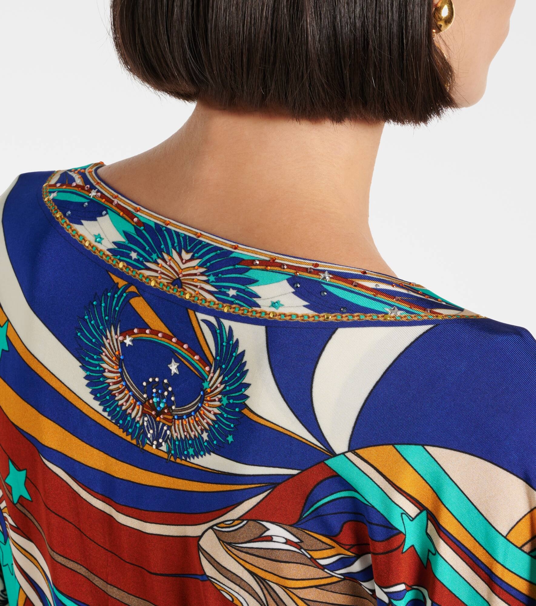 Draped printed jersey maxi dress - 6