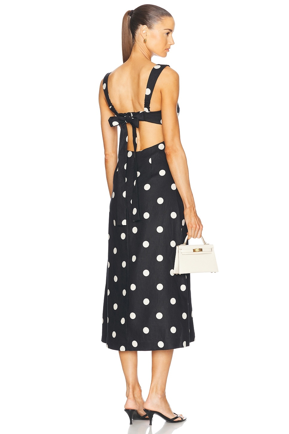 【Zimmermann】Crush polka-dot linen midi dress Zimmermann Crush Polka-Dot Linen Midi Dress - White