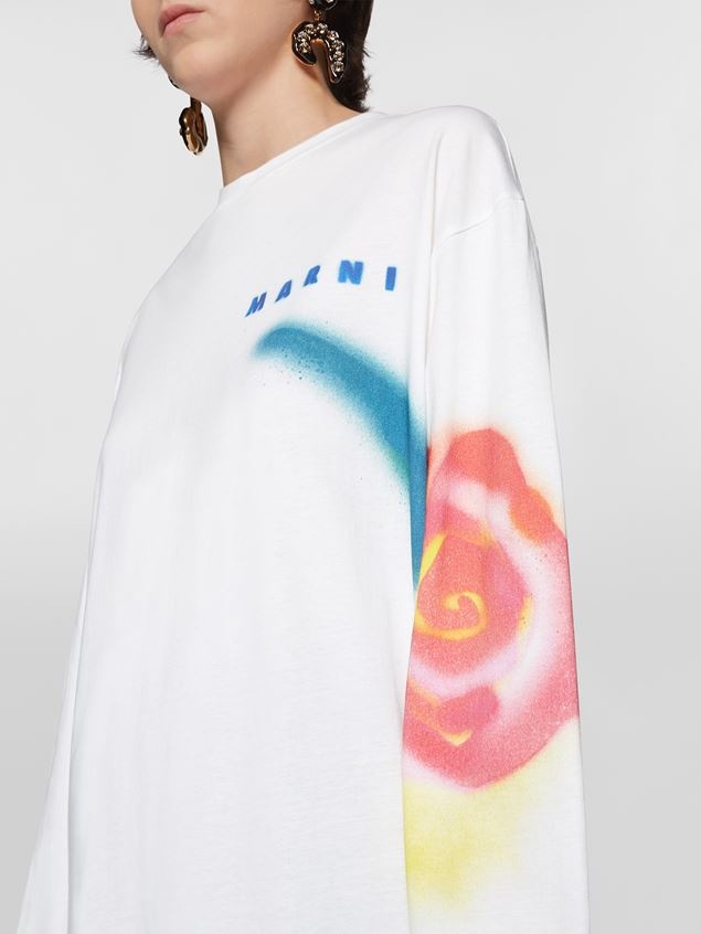 STENCIL FLOWER PRINT COTTON JERSEY LONG-SLEEVED T-SHIRT - 4