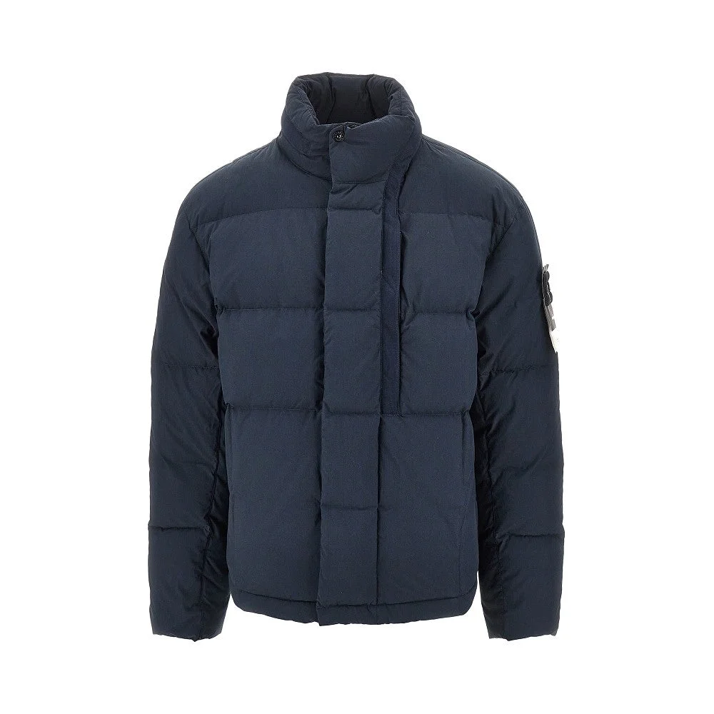 Stone Island Cotton Nylon Tela Down Jacket Blue - 1