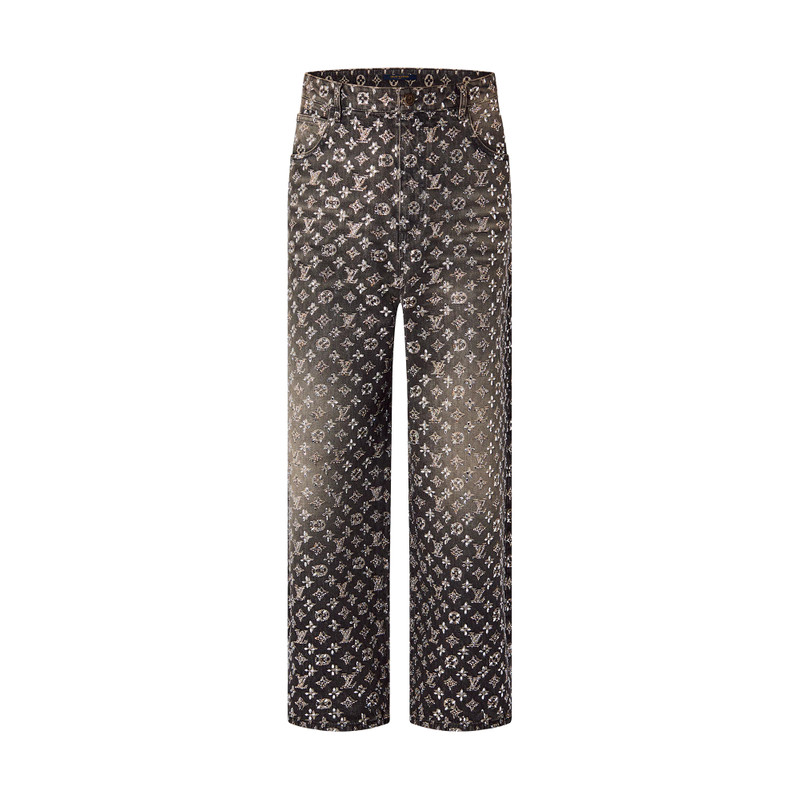Made To Order Embroidered Monogram Baggy Denim Pants 1