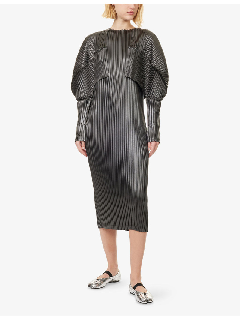 ISSEY MIYAKE Glossed Metal Pleats Long-Sleeves Knitted Top outlook
