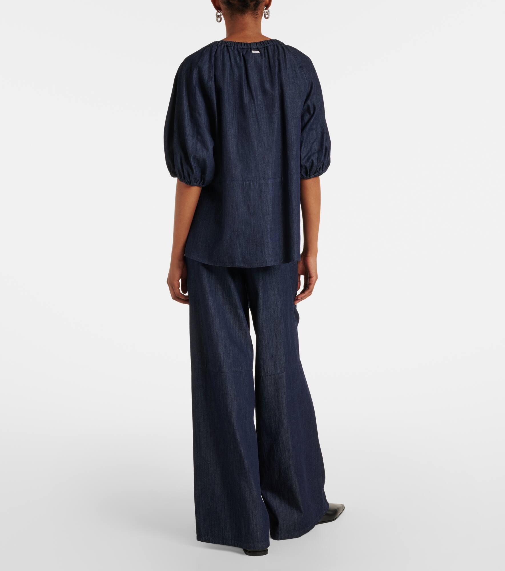 Talia embellished cotton chambray top - 3